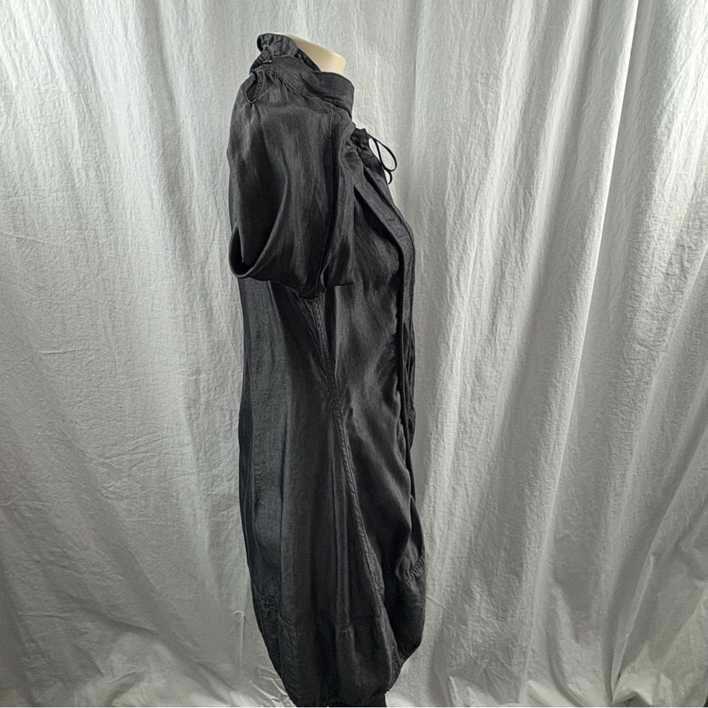 Akela Key Dark Charcoal Gray 3/4 Sleeve Tunic Style Button Down Top 42 - Picture 5 of 11